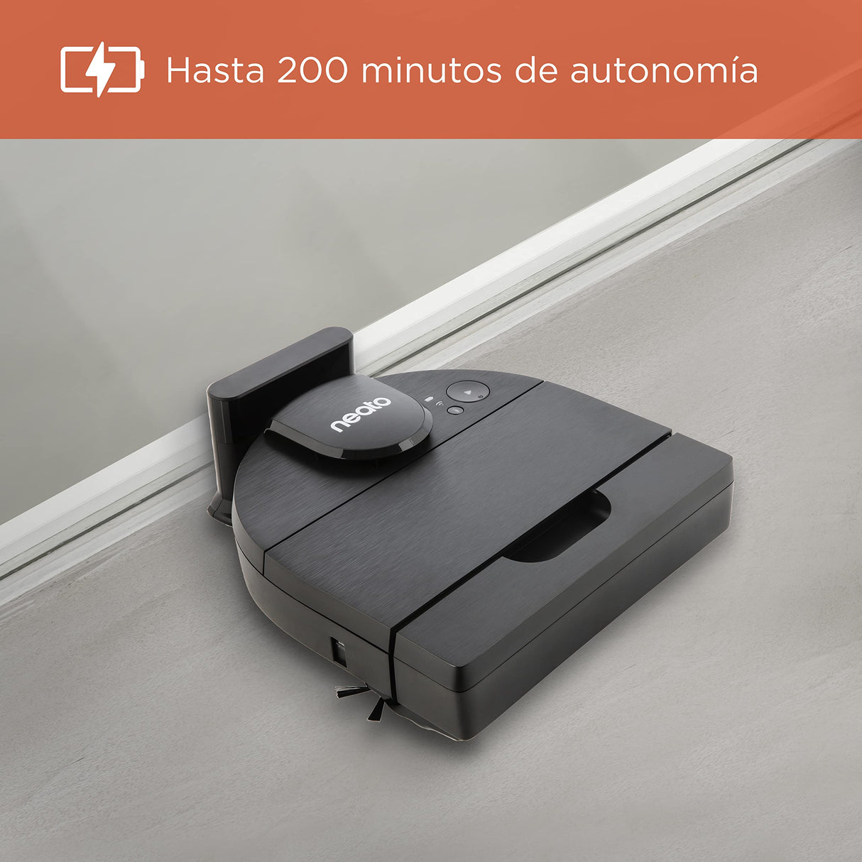 Neato D9 Smart Robot Vacuum Cleaner - D-Design, HEPA Filter, Laser Map Navigation - App Control - 200 Minutes Duration, Auto Recharge and Reset - Black