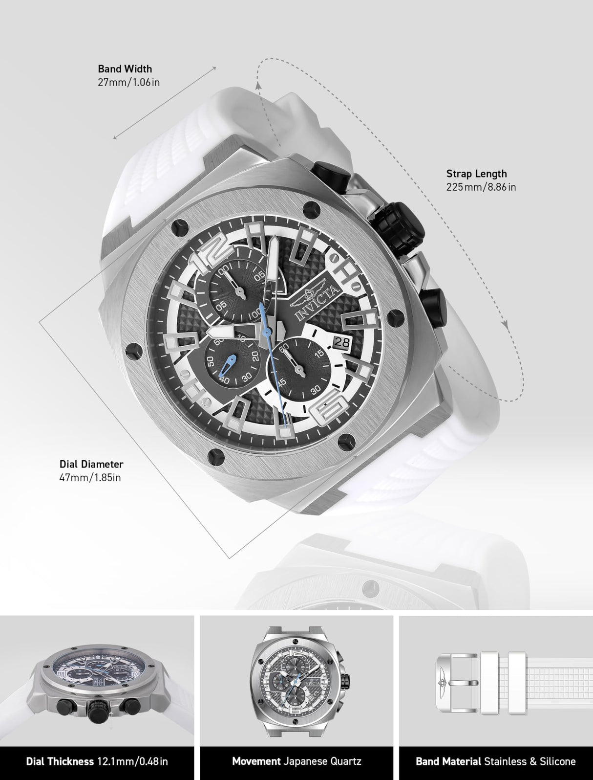 INVICTA Racing Reloj Cuarzo para Hombre de Acero Inoxidable - 47mm