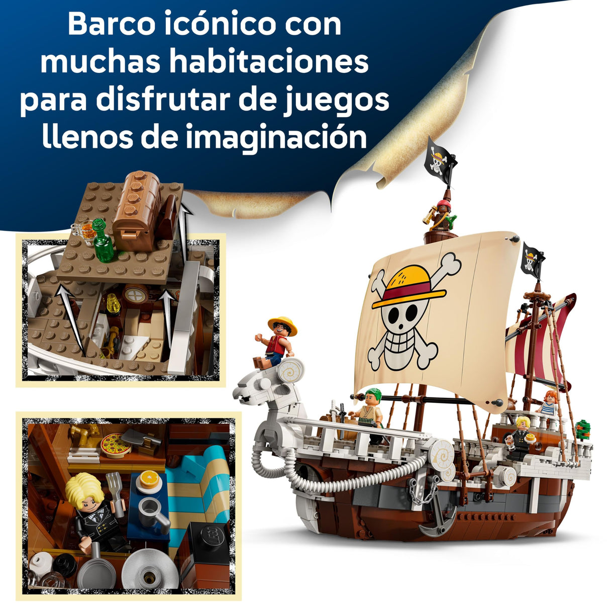 LEGO One Piece Barco Pirata Going Merry de Juguete - Maqueta de Barco y Decoración Anime - 5 Minifiguras Inc. Luffy, Zoro y Nami - Regalo para Niños, Niñas y Fans de 10+ Años 75639