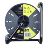 Masterplug Pro-XT Enrollacables 3 tomas IP44 con asa de bobinado, interruptor térmico e interruptor de alimentación, cable de alta visibilidad de 25 metros