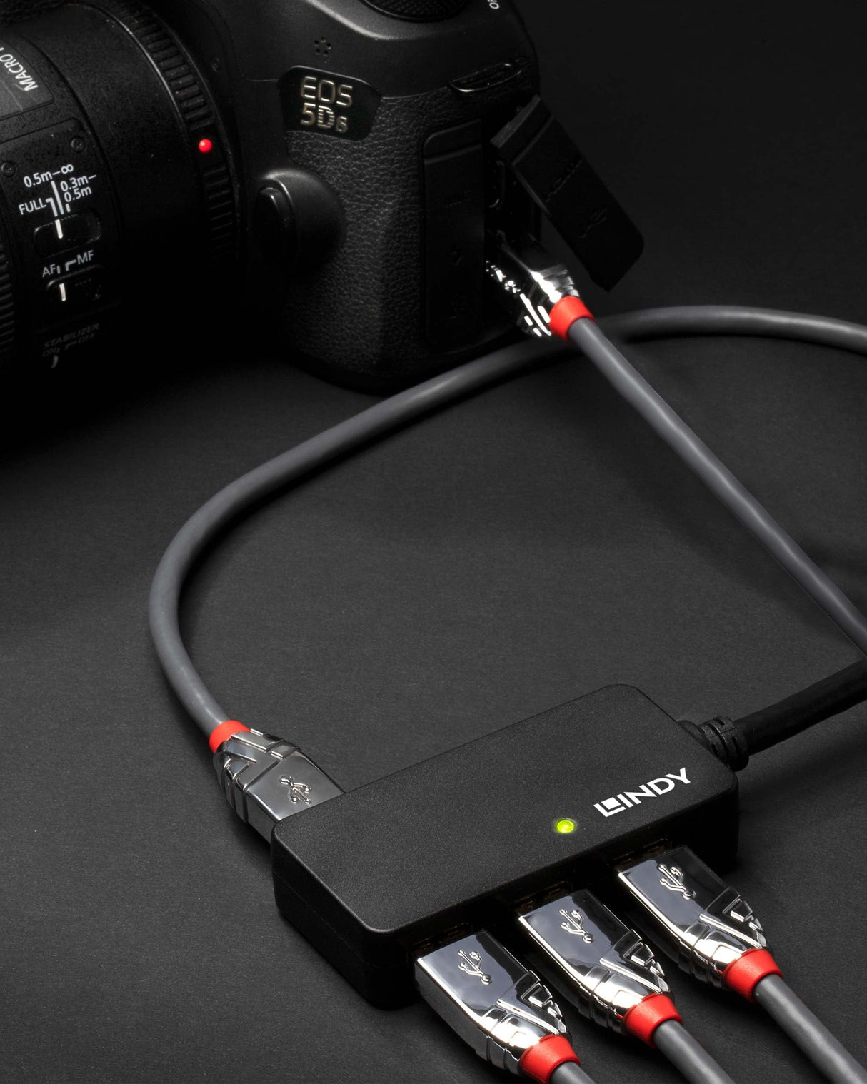 Lindy 43159 Cable Extensor USB 3.0 con concentrador de 3 Puertos, 10 Metros, 5 Gbps