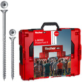 fischer L-Boxx PowerFast II, 1.800 tornillos PowerFast II para aglomerado en 11 dimensiones con rosca completa y parcial, para un procesamiento rápido y flexible, incluye juego ProfiBit