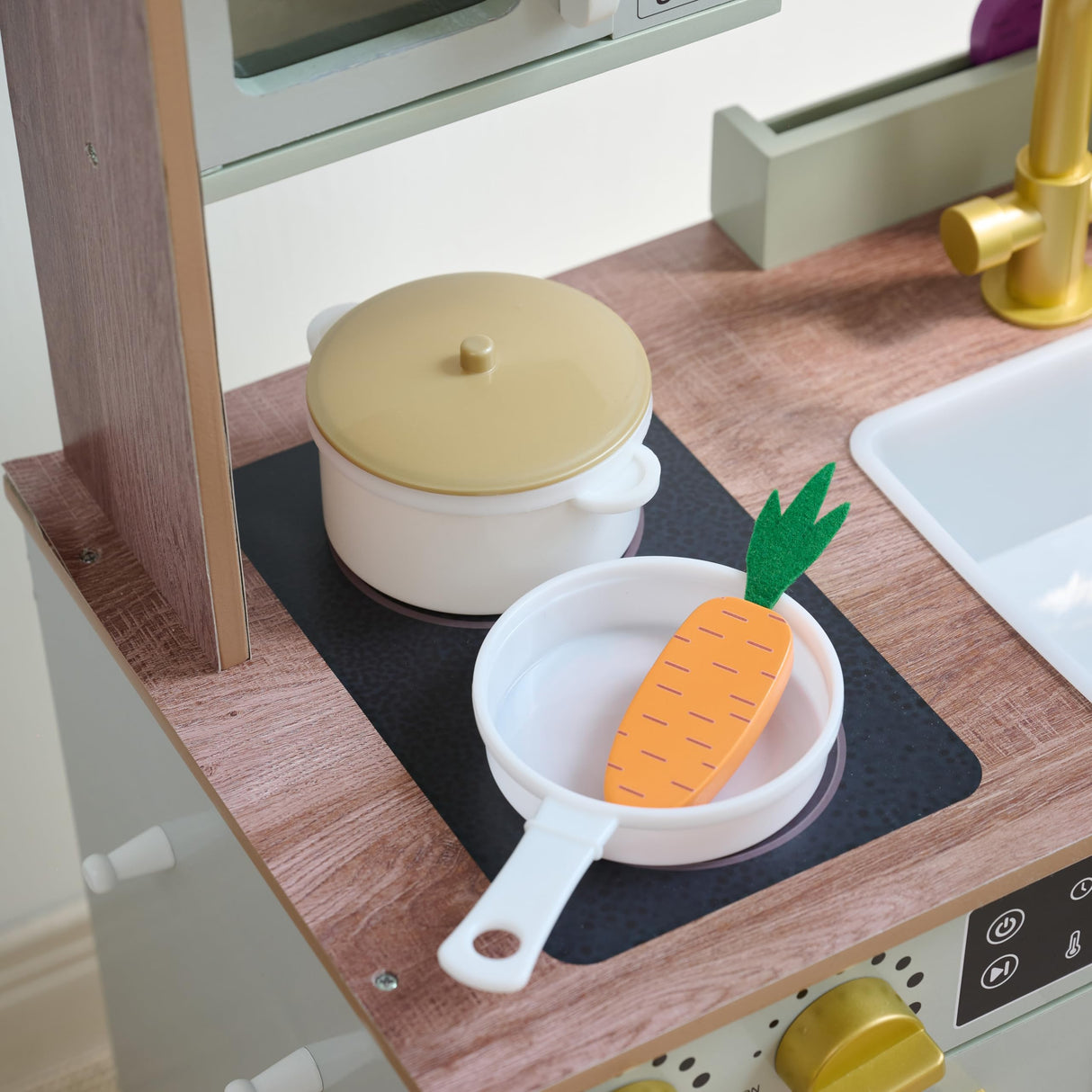 Teamson Kids Cocina Infantil de Madera con huerto, Lavadora Verde, Horno, Fregadero y Accesorios para Juego simbólico en casa
