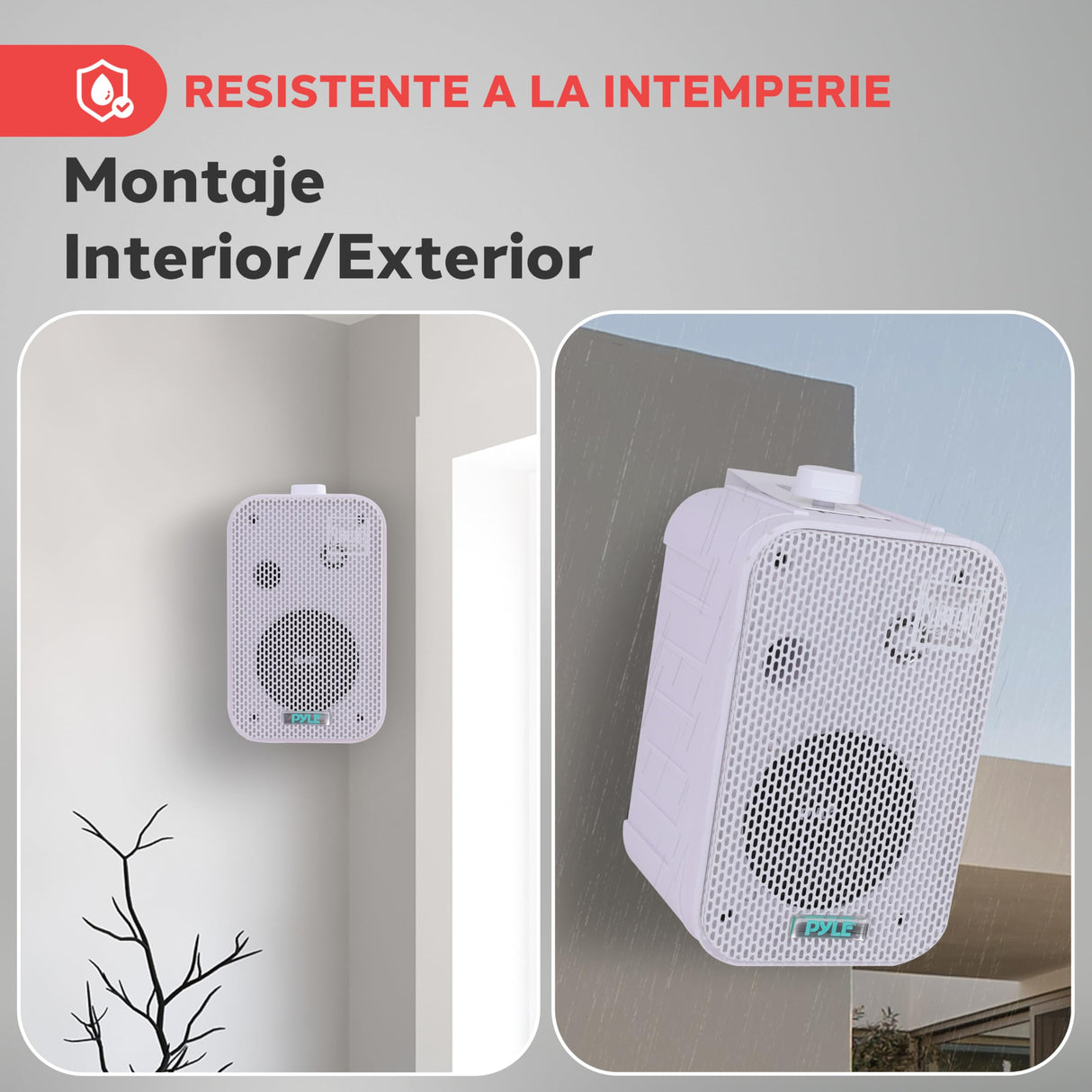 Pyle Altavoces, Duales, Resistentes al Agua y a la Intemperie, Montaje en Pared o Techo, 5.25”, Ideal para Uso en Piscinas, Patios, Terrazas, Espacios Interiores