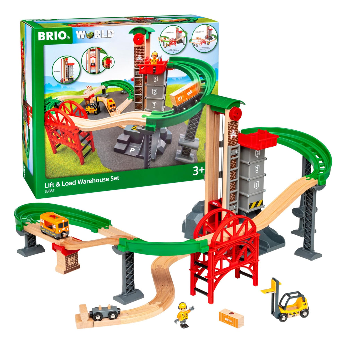 Brio World - Set Almacén Levanta y Carga, BRIO World Ferrocarriles, Set de Construcción de Madera, Juguete para Niños y Niñas 3+ Años, 32 piezas