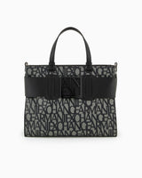 Armani Exchange Bolso Grande con Logotipo de Satchel Tote Bag, Big Mujeres, Beige/Black, Einheitsgröße