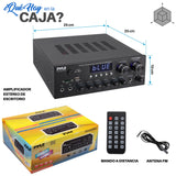Pyle Amplificador de Audio, para el hogar, Estudio, 300W, Bluetooth, Estereo, 2 Canales, Sistema de Audio MP3, USB, SD, AUX, RCA, Microfono, Audiofonos, FM, LED