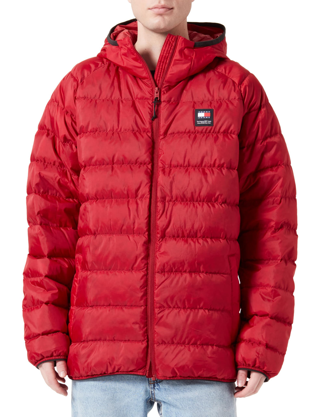 Tommy Jeans TJM Hooded LT Down Jacket EXT DM0DM17882 Chaquetas Acolchadas de Plumas, Rojo (Magma Red), L para Hombre