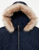 Tommy Hilfiger Abrigo de plumas Mujer Tyra Heritage Coat With Fur con piel sintética, Azul (Desert Sky), 46