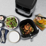 Electrolux E6Af1-6St Explore 6 Freidora de aire, 8 programas de cocina preestablecidos para cocina sana, potencia 1800 W, plata negra, ‎43 x 42,5 x 42,5 cm, 7,3 kg