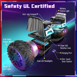 SISIGAD Hoverboard go Kart Seat,8.5" Off Road Hoverboards with LED Lights, All Terrain Hoverboards, Self Balancing Scooter with Bluetooth