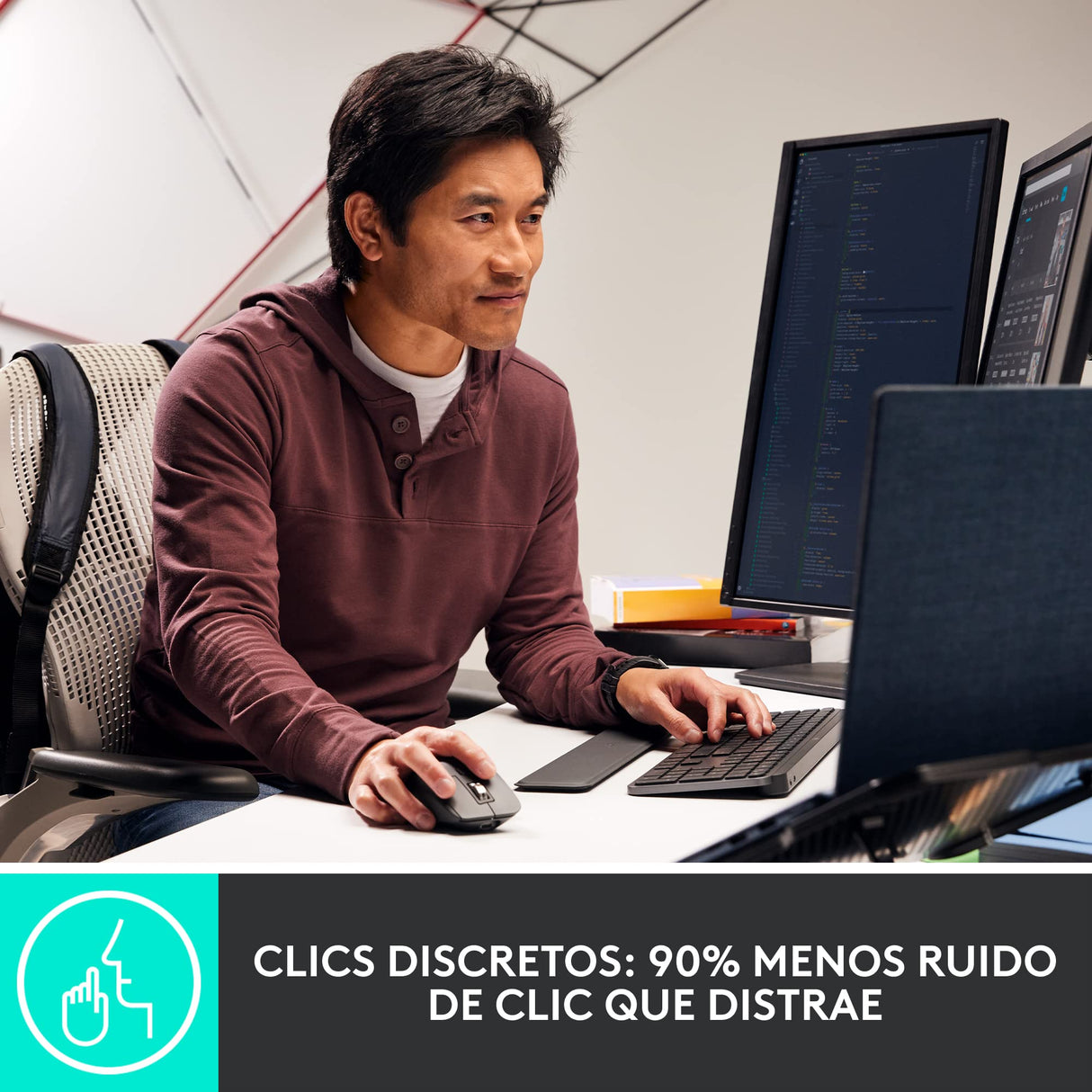 Logitech MX Master 3S para empresas, ratón inalámbrico con clics suaves, 8K DPI, receptor USB Logi Bolt seguro, BT, carga USB-C, Desplazamiento MagSpeed, Windows/Mac/Chrome/Linux - Gris