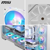 MSI Ventilador MPG EZ120 ARGB BLANCO - Ventilador ARGB de 120 mm, bloque de conector magnético patentado, conexión en cadena, rodamiento dinámico fluido con fijación de tuerca adicional, buje del