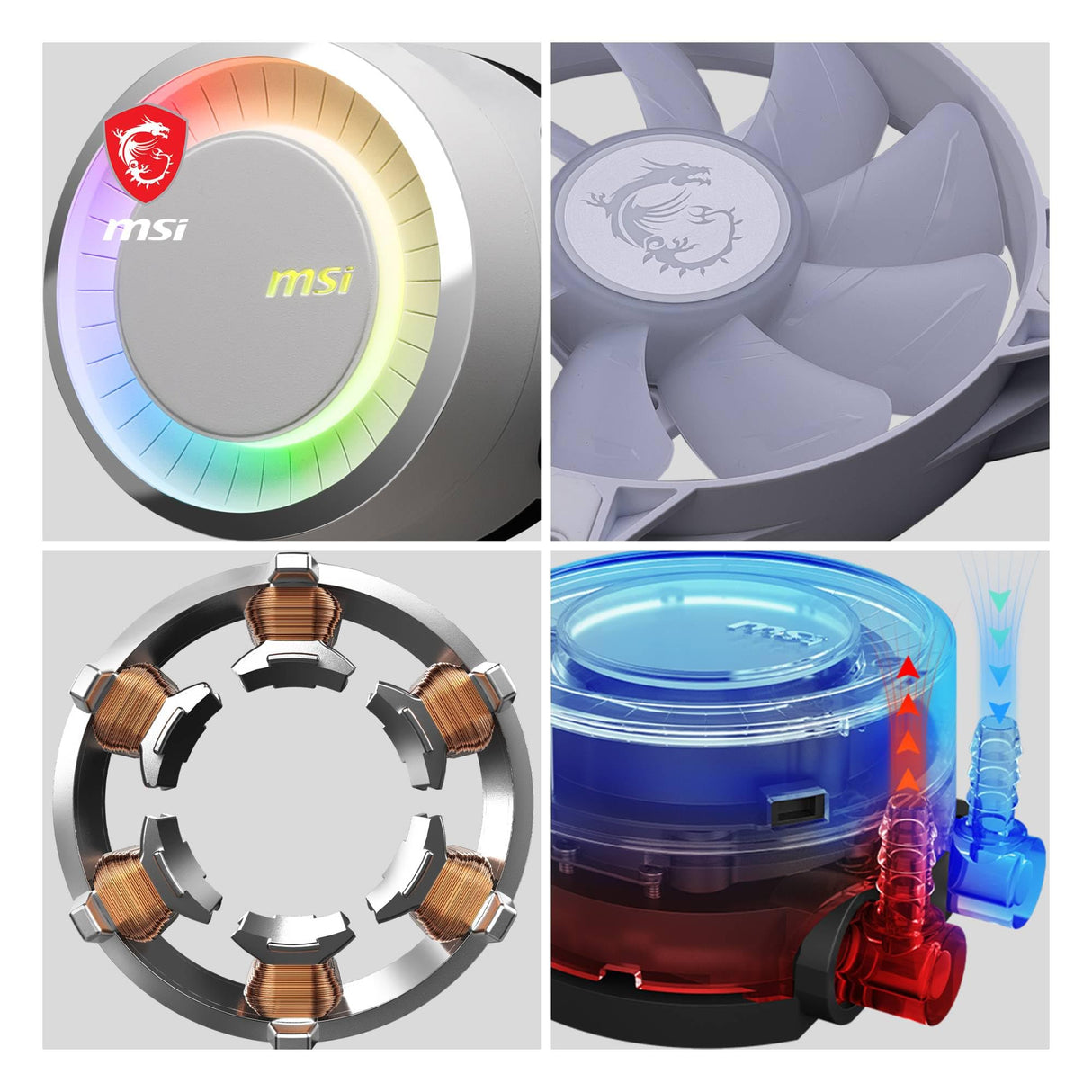 MSI MAG CORELIQUID E360 Refrigeración líquida CPU - Cold plate de Cobre Ampliada, ARGB y Ventiladores FDB,Bloque de Agua Cámara-Dual, Radiador Flujo Dividido, Mystic Light-Intel y AMD , blanca