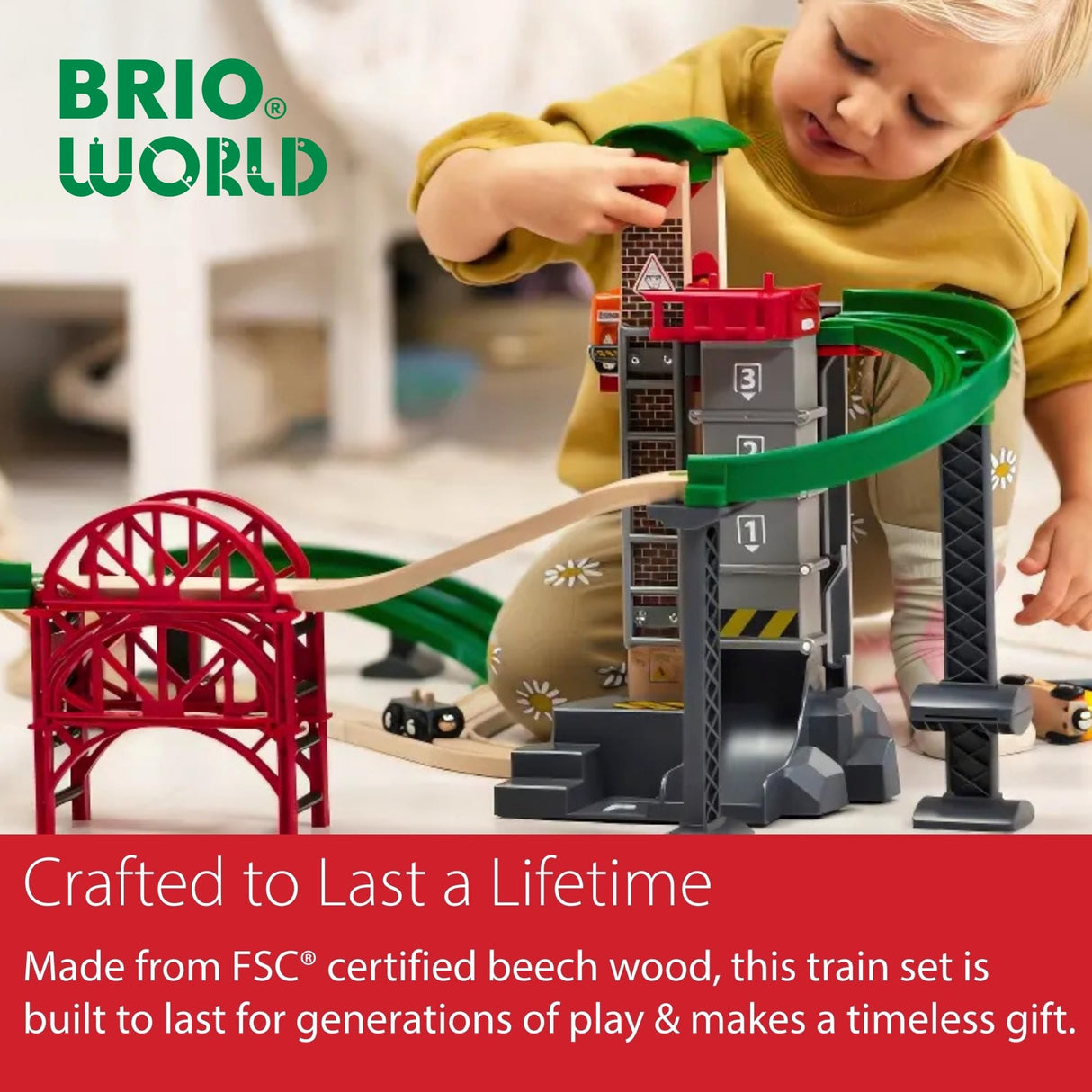 Brio World - Set Almacén Levanta y Carga, BRIO World Ferrocarriles, Set de Construcción de Madera, Juguete para Niños y Niñas 3+ Años, 32 piezas
