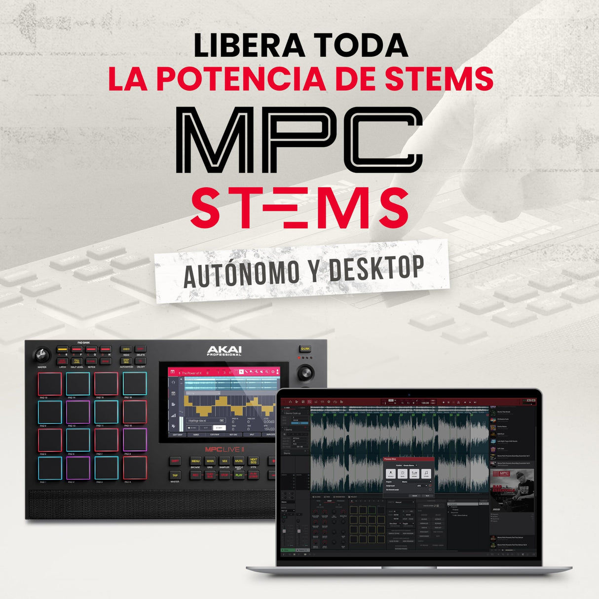 Akai Professional MPC Live II - Caja de ritmos autónoma, Sampler con altavoces integrados, beat pads, motores de sintetizador y pantalla táctil