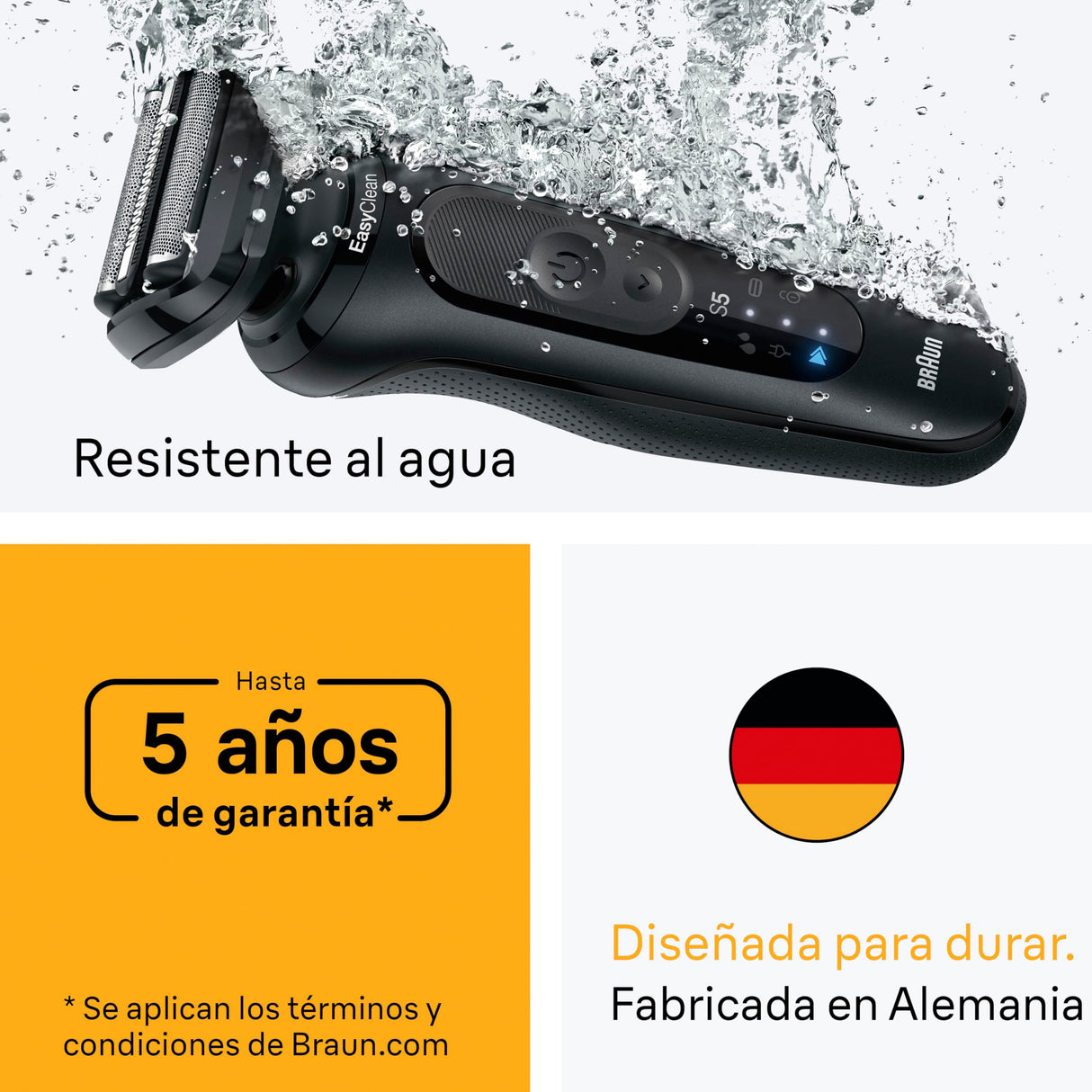 Braun Afeitadora Eléctrica Hombre Series 5, Máquina De Afeitar Barba En Seco Y En Mojado, 2 Modos De Afeitado, 50 Min De Uso, Láminas Flexibles, Carga Rápida, Estuche De Viaje, 52-N1000SI, Negro