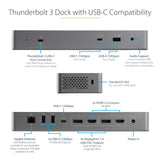 StarTech.com Docking Station Thunderbolt 3 o USB-C - 2x DisplayPort 1.4 4K 60Hz o 2x HDMI - 1x 8K - USB Tipo C - PD 96W (TB3CDK2DHUE)
