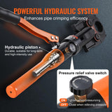 VEVOR Herramienta de Prensado Hidráulica de Tuberías para Accesorios de Tubos de Cobre, Mordazas de Cambio Rápido V12, V15, V18, V22, V28, Giratorio de 360° para Espacios Confinados, 415 x 220 x 70 mm