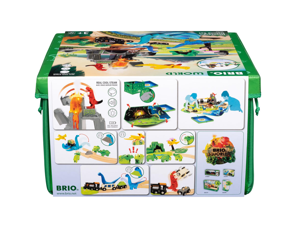 BRIO - Kit de Construcción Jurásico Deluxe, Circuito de Tren, Dinosarios, Volcán con Sonidos, Accesorios, Niños 3 Años o más
