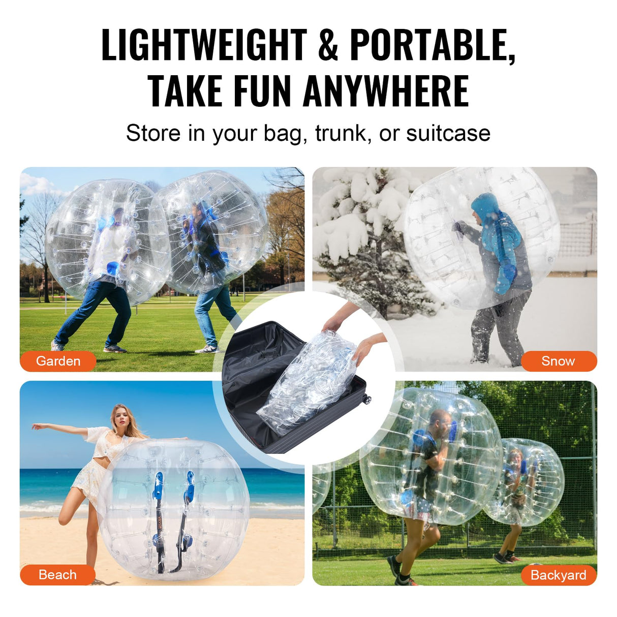 VEVOR Bola de Choque Inflable Bola de Choque de Parachoques 1 Pieza 1,2m x 1,03m Bola de colisión Humana Bola de Rebote de Burbujas Cuerpo de PVC Bola de Parachoques Inflable de Puntos Transparentes