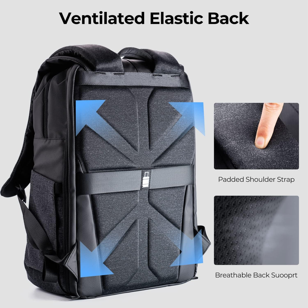 K&F Concept Mochila Camara Multifuncional， Mochila Fotografía Profesional, Mochila Fotográfica para Reflex Impermeable, Bolsa Cámara Compartimento para Portátil de 15.6 Pulgadas(20L) Gris