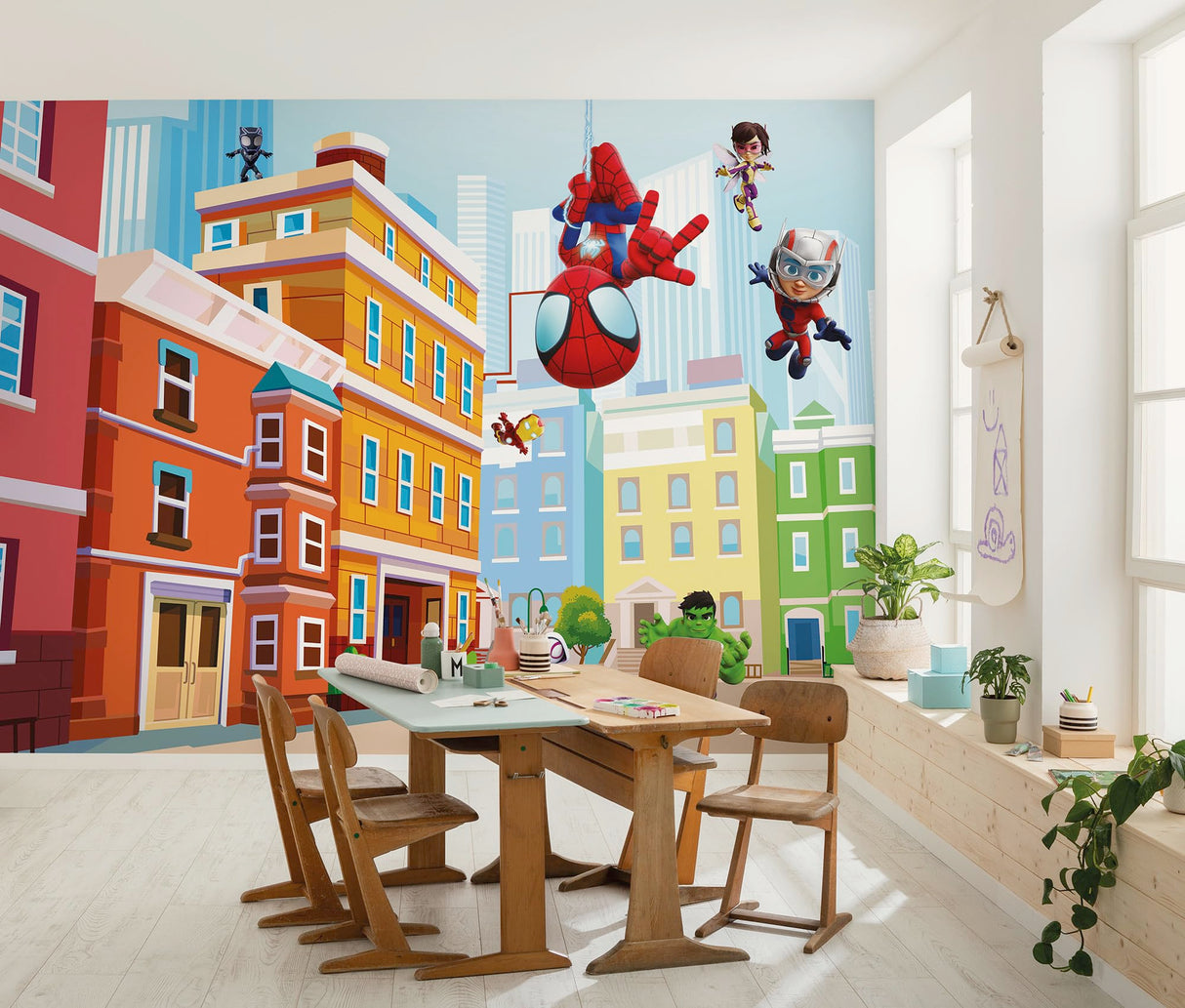 Komar WTD - Papel pintado fotográfico (400 x 250 cm), diseño de Spidey and His Amazing Friends City
