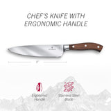 Victorinox Grand Maître, Cuchillo profesional para trinchar, Hoja extra afilada, afilado recto, 20 cm, Elegante mango de madera, Acero inoxidable, Marrón