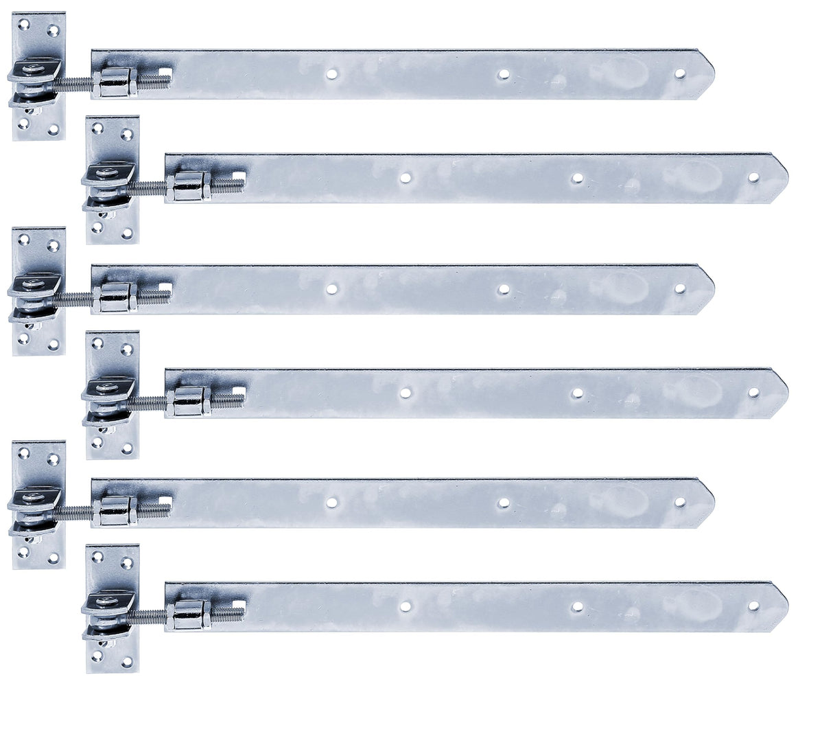 Alberts 823597 Pernio, Recto, extremidad redondeada, ajustable en 30 mm, Galvanizado en azul, 460 x 40 mm, Juego de 6