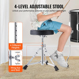 VEVOR Juego de Batería para Niños de Cinco Piezas, Juego Completo de Batería para Niños Principiantes con Bajo, TOMS, Caja, Bombo, Trono Ajustable, Pedal de Charles y Dos Pares de Baquetas, Negro