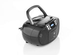 Dual, 75961,DAB-P AA8210 - Radio de casete con CD - DAB(+)/FM - Boombox - Reproductor de CD - Altavoz estéreo - Puerto USB - Entrada auxiliar - Funcionamiento con alimentación/batería - Portátil Negro