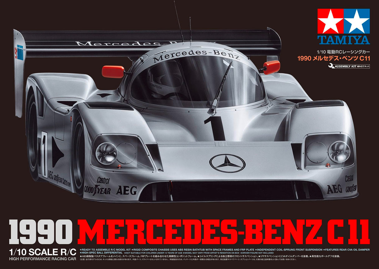Tamiya 47484 1:10 RC Mercedes-Benz C11 1990 Gr.C 2WD - Coche radiocontrol, vehículo, modelismo, Montaje, Hobby, Kit RC, sin Pintar