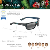 Maui Jim Kanaio Coast Gafas, Matte Soft Black/White/Blue, 61-16-130 Unisex Adulto