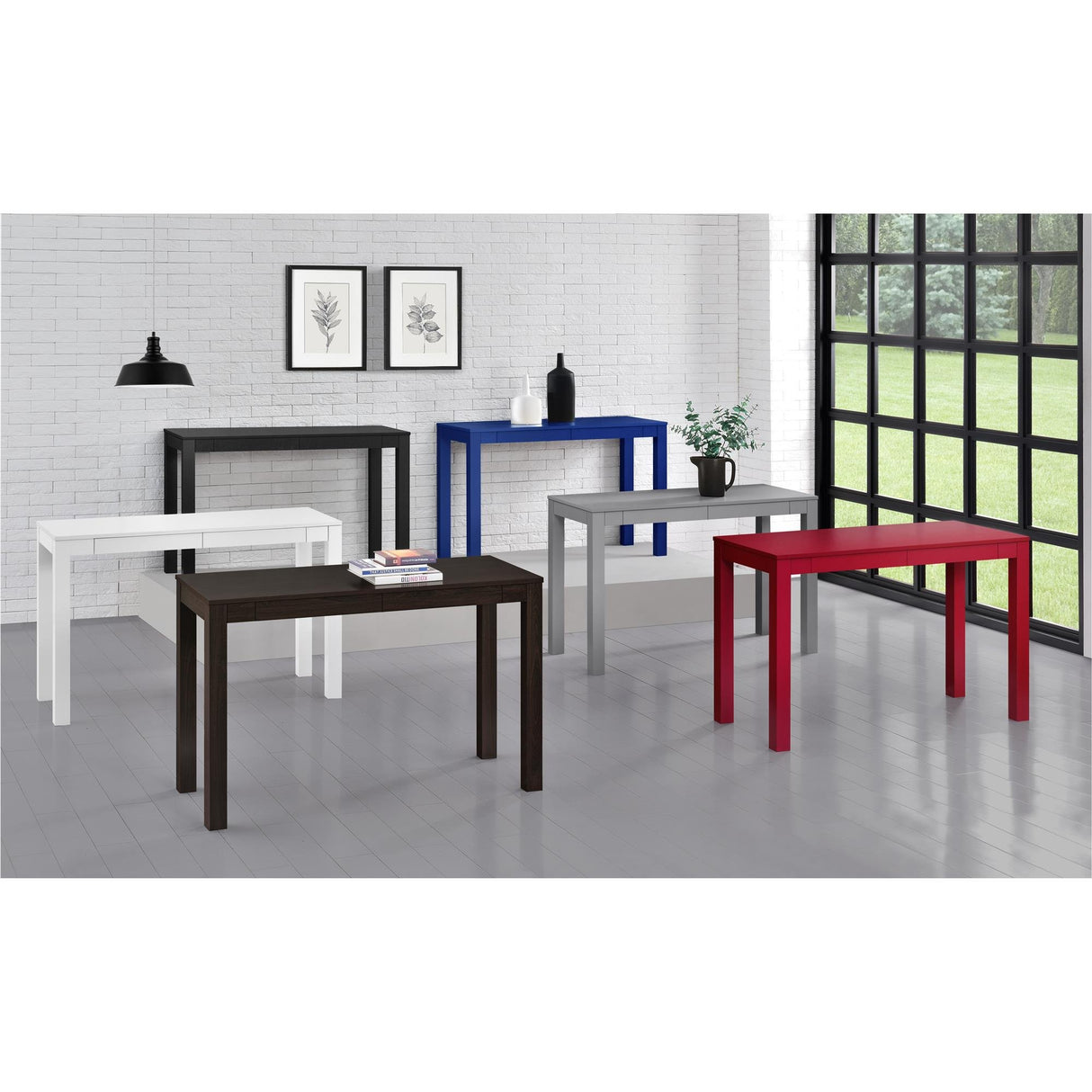 Ameriwood Home Gran Escritorio Parsons con 2 cajones, Blanco