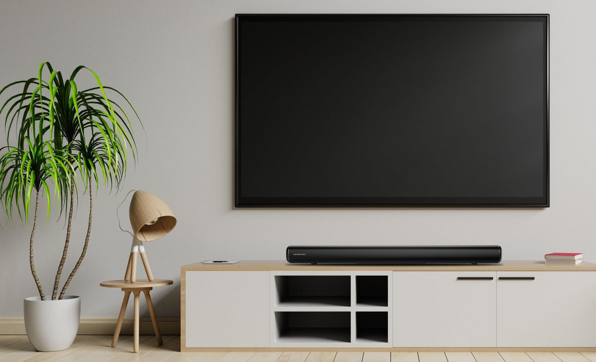 Kenwood LS-600BT Barra de Sonido con 60W RMS de Potencia de Salida, Pantalla LED Blanca, Amplificador DSP Integrado, Entrada HDMI (ARC). Color: Negro.