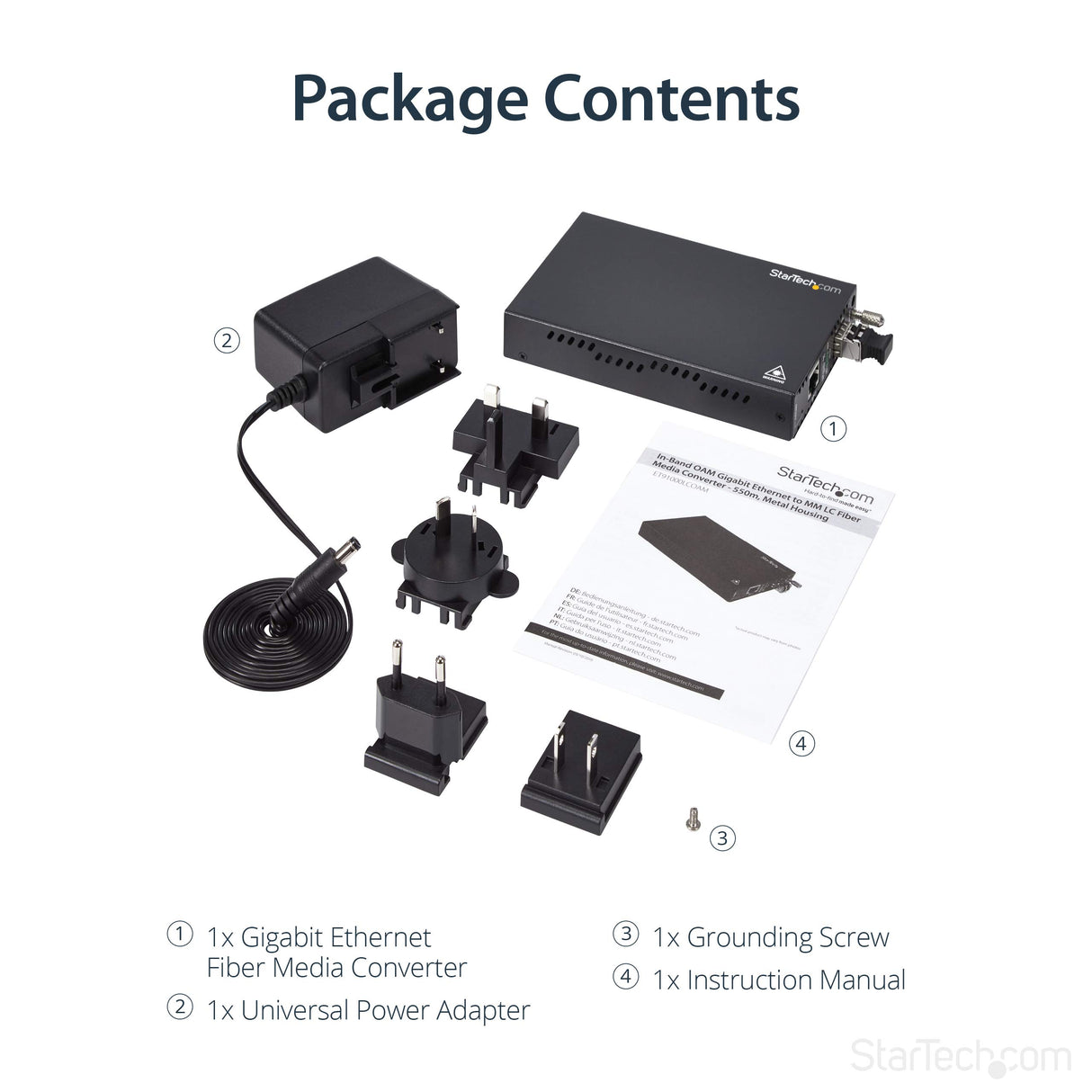StarTech.com Conversor de Medios de Fibra Ethernet Gigabit con OAM Administrado, Convertidor Multimodo LC 550m, Compatible con 802.3ah