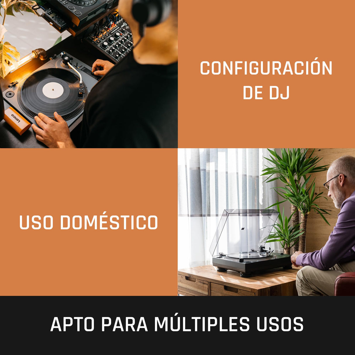 Lenco L-3808 Tocadiscos USB DJ con Direct Drive - 33/45 rpm, sistema de captación magnética, iluminación de aguja y digitalización para PC, Negro