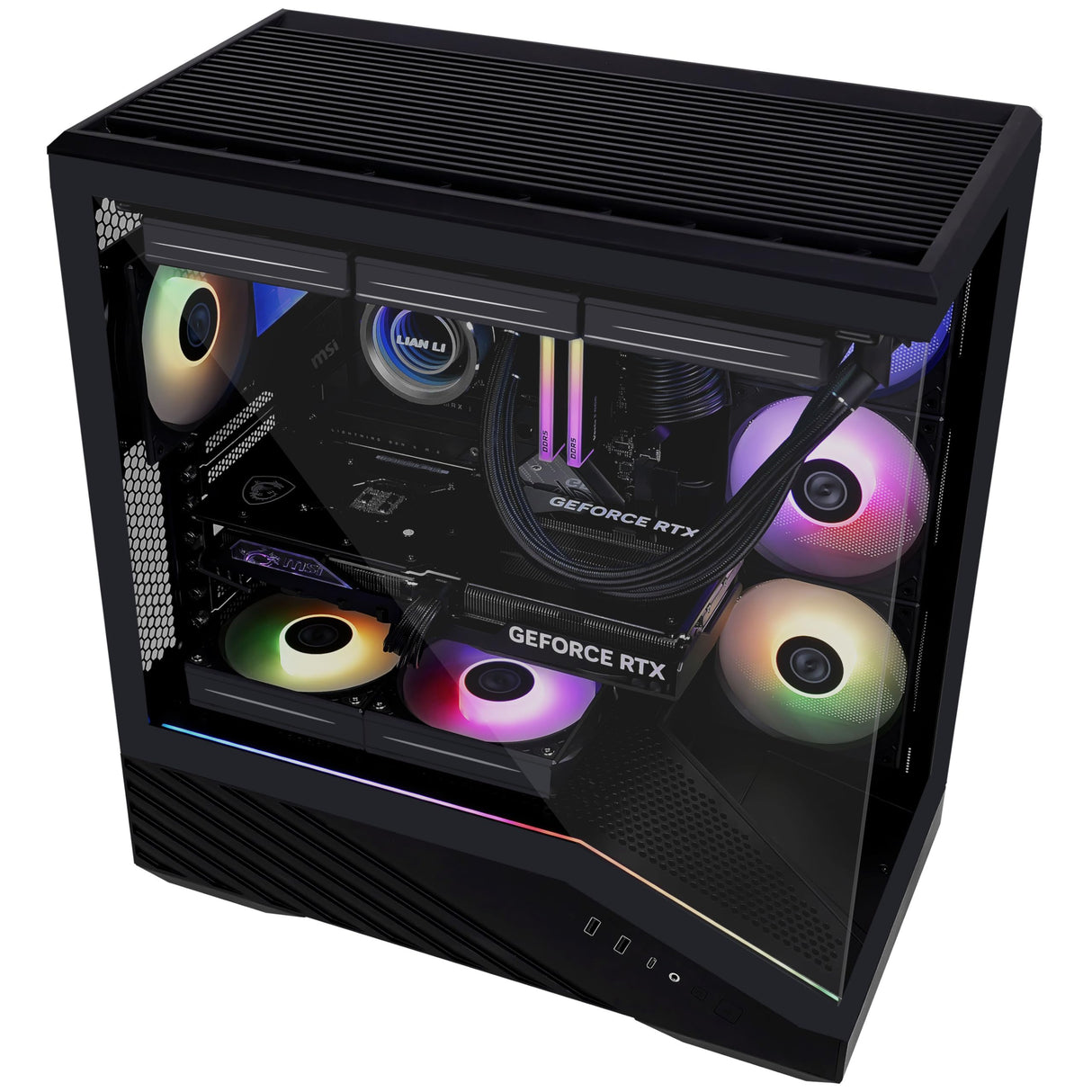 Lian Li V100 Mid Tower Case - Negro, Soporte ATX, Panel Frontal de Malla, Vidrio Templado, USB-C, Panel Lateral sin Herramientas