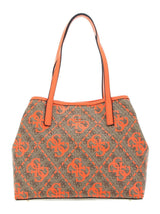 GUESS Vikky Tote, Bag Women, Logotipo de café con Leche/Naranja, One Size