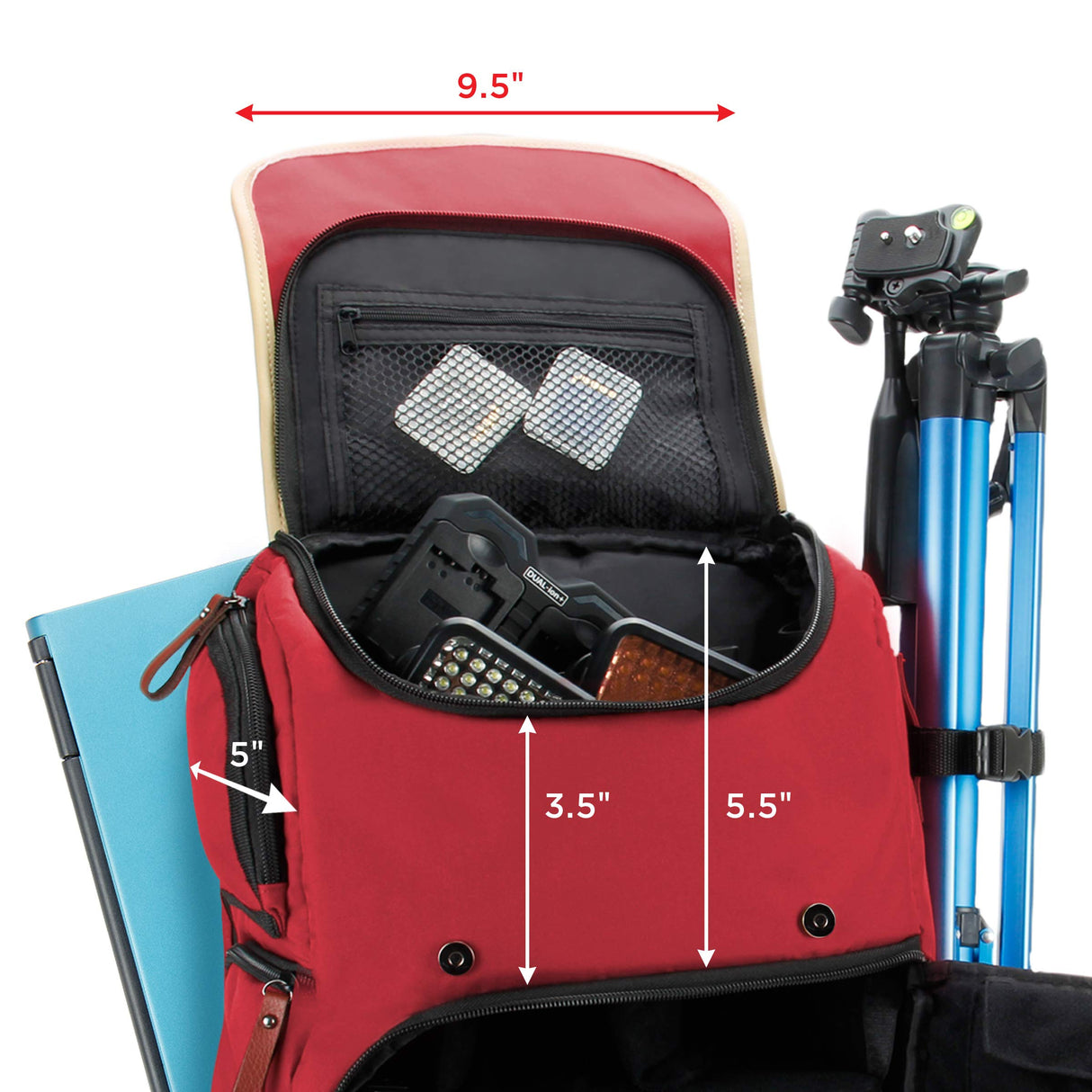 GOgroove Mochila para Cámara Réflex con Soporte del Trípode, Compartimento para Portátil, Almacenamiento para Accesorios y Cubierta Impermeable Incluido para Canon EOS 1300D, Nikon D3300, Pentax