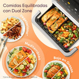 Cosori Freidora de Aire Grande-True Acero Inox-4 Resistencias Dual Blaze TwinFry 10 L-Flexible Doble Cesta Air Fryer 2800 W- Smart WIFI Control– 66 % Eficiencia Energética-6 en 1-Máx 10 Personas