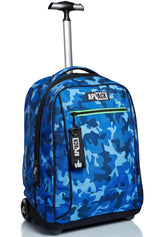 Appack Mochila con Ruedas Big Trolley, YUZER, Deep Blue - Mochila 2 en 1, Mochila Escolar con Carro, Crossover System - Bolso Escolar Niñas Adolescentes - Bolsillo Frontal Bolsillo con Cremallera