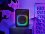 Trust Azura Altavoz Bluetooth Potente 100W para Fiestas, Altavoz Portátil Inalámbrico Luz LED RGB Intemperie IPX4, Altavoces Bluetooth Batería Recargable 11H, 2 Entradas de Micrófono Karaoke