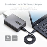 StarTech.com Adaptador de Red Ethernet Thunderbolt 3-10GbE - Multigigabit - Adaptador de Red Externo Thunderbolt 3 a RJ45 - Nic 10GBASE-T/5-2.5GBASE-T - 10Gb - Cable TB3 - Win/Mac (TB310G2)