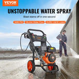 VEVOR Lavadora de Alta Presión a Gas Vertical 3400 PSI 2,6 GPM Limpiador de Alta Presión 10 L/min con Bomba de Aluminio, Pistola Rociadora, Varilla de Extensión, 5 Boquillas para Casas, Vehículos