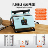 VEVOR 2 en 1 Máquina de Prensado Térmico para Vasos y Gorras Mini Prensa Térmica para Sombreros Prensa Térmica para Vasos y Tazas de Sublimación de 11-30 oz, Control de Temperatura y Tiempo, Verde