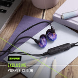 Shure SE215 Special Edition Auriculares con cable - profesionales con aislamiento de sonido, sonido claro, graves profundos, microcontrolador dinámico, ideales para música, juegos y llamadas - Púrpura