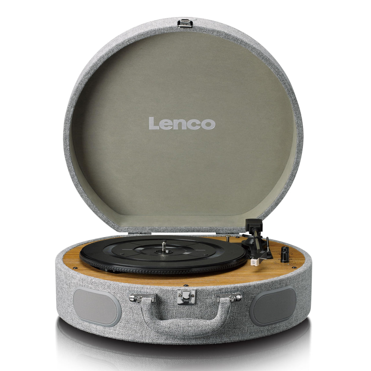 Lenco Tocadiscos LS-66 - Recepción y transmisión Bluetooth®, 2 altavoces integrados, extractor magnético AT3600, transmisión por correa, parada automática, 33/45 rpm, conector RCA, carcasa de madera,