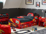 Disney Lightning McQueen Toddler Cama con almacenaje, Engineered Wood, Red, Small