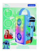 LEXIBOOK, Disney Stitch, Altavoz Bluetooth® inalámbrico con luz y micrófono, Efectos de luz Multicolor, Puerto para Tarjeta SD/TF, Batería Recargable, Azul, BTP185DZ
